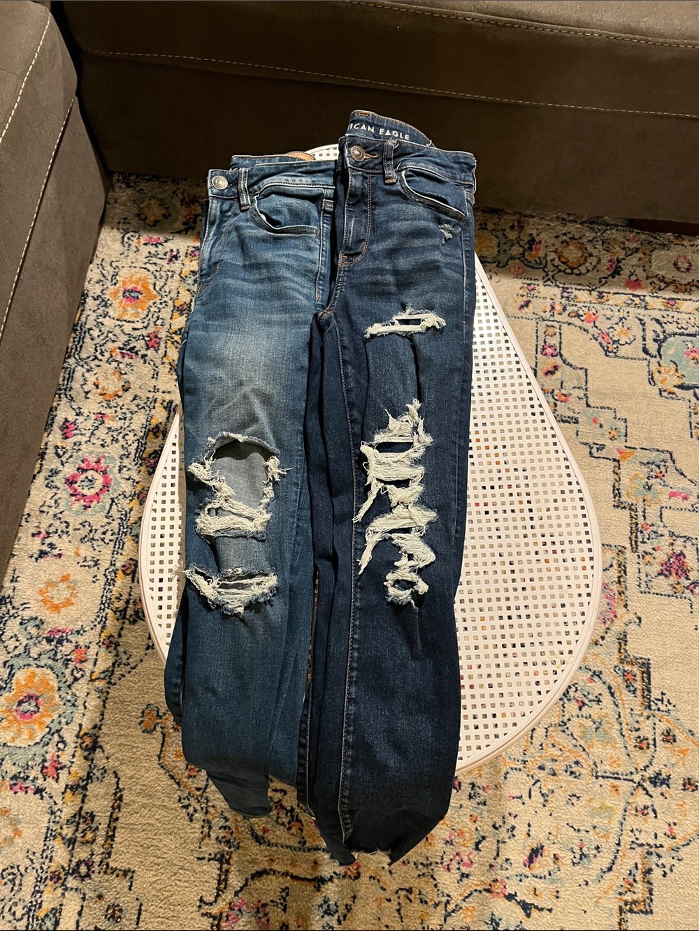 American Eagle Outfitters Women's Distressed Blue Skinny Jeans, size 6 - 2 pair